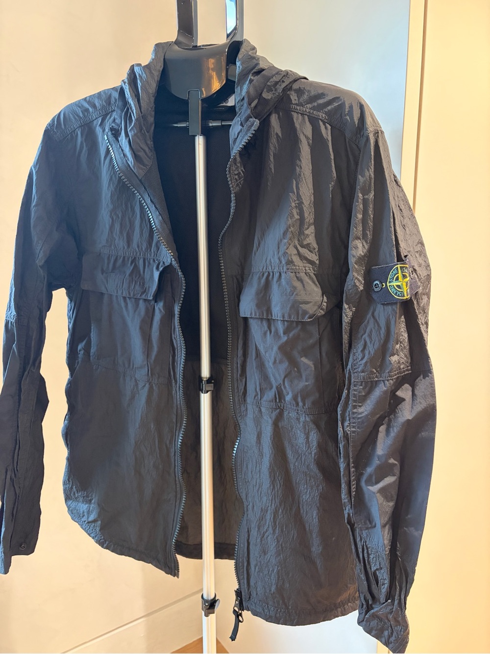 Stone Island black Lightweight Hooded Overshirt Jacket